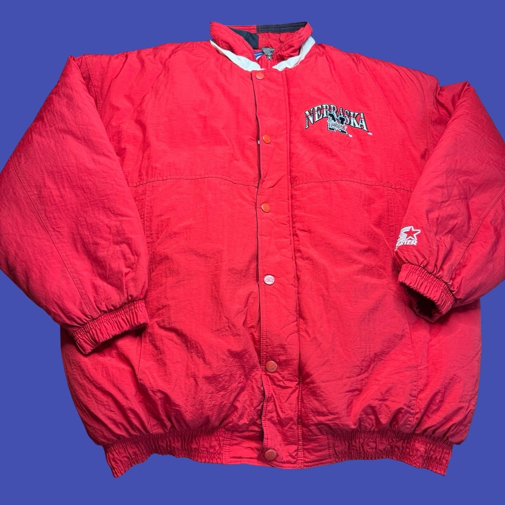 Vintage Starter Nebraska Huskers Jacket XXL Red Full Zip Big Logo NCAA 90s